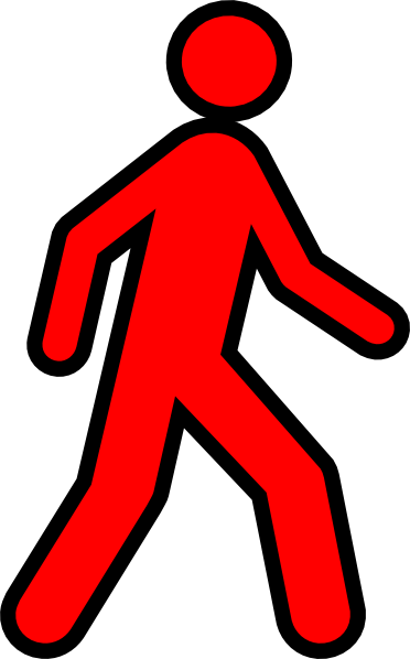 Human Clipart Red - Red Stick Figure Walking (372x598)