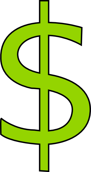 Green Dollar Sign Clipart - Cartoon Dollar Sign Transparent Backgrounds (312x591)