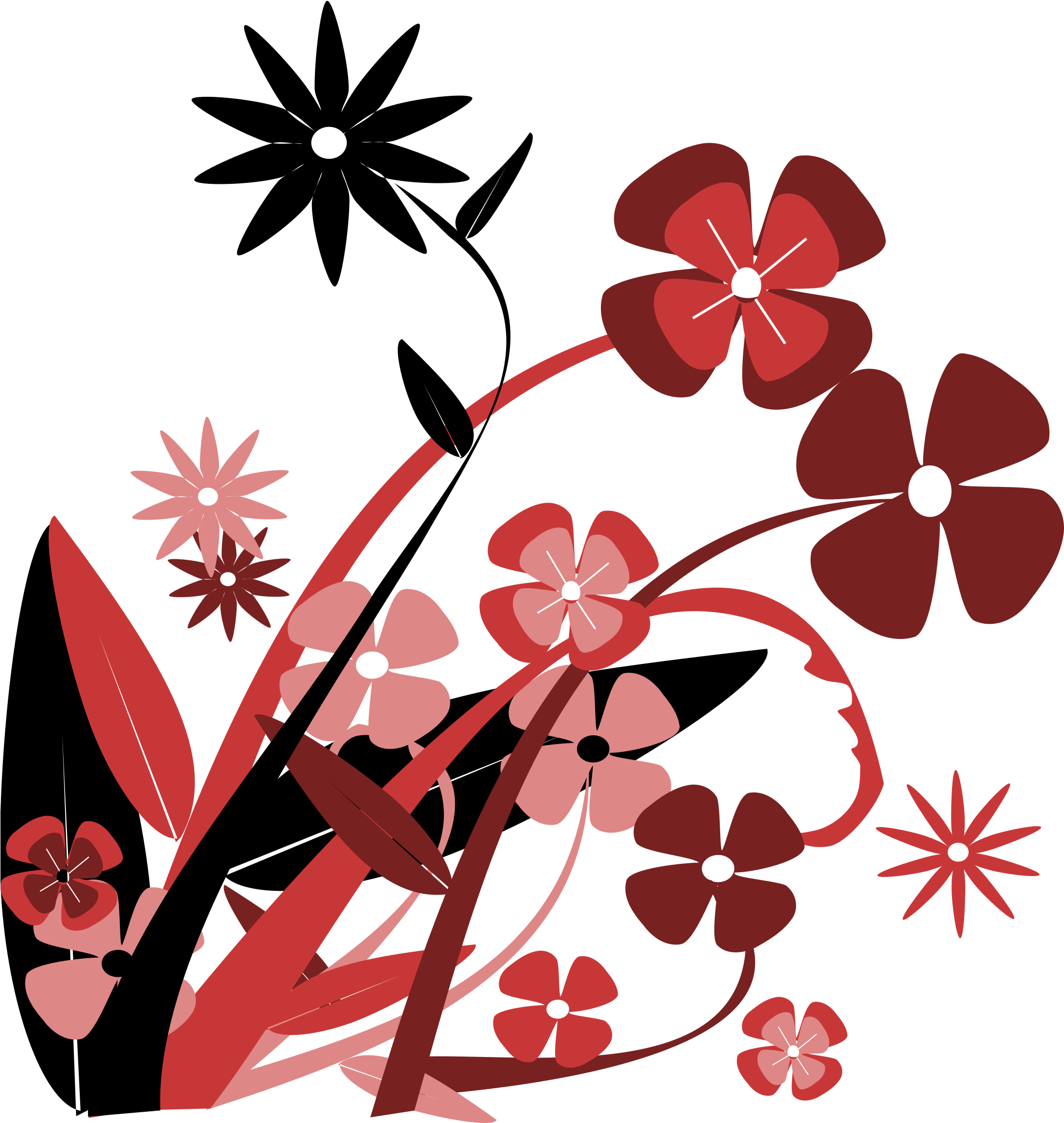 Big Image - Red Flower Vector Png (2175x2400)