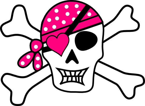 Pink Pirate Cross Bones Clip Art At Clker Com Vector - Skull And Crossbones Pink (600x439)