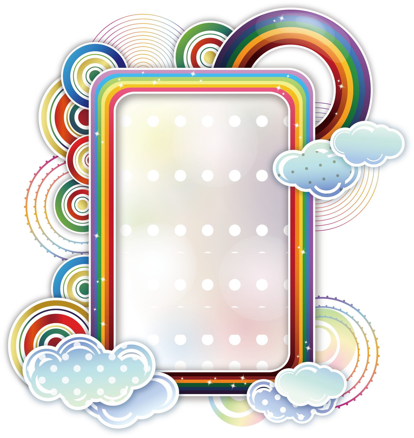 Borders And Frames Rainbow Cloud Clip Art - Vector Border (1946x2048)