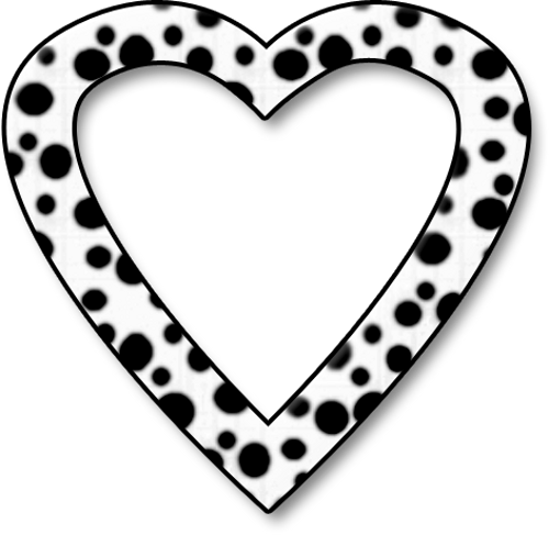 Dalmation Dots Heart Frame Png By Clipartcotttage - Heart Frame In Black (500x487)