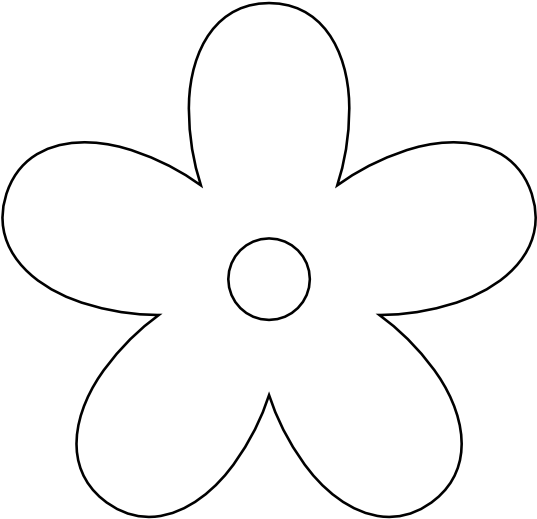 Retro Flower 9 Black White Line Art Twitter Valentine - 5 Petal Flower Black (555x550)