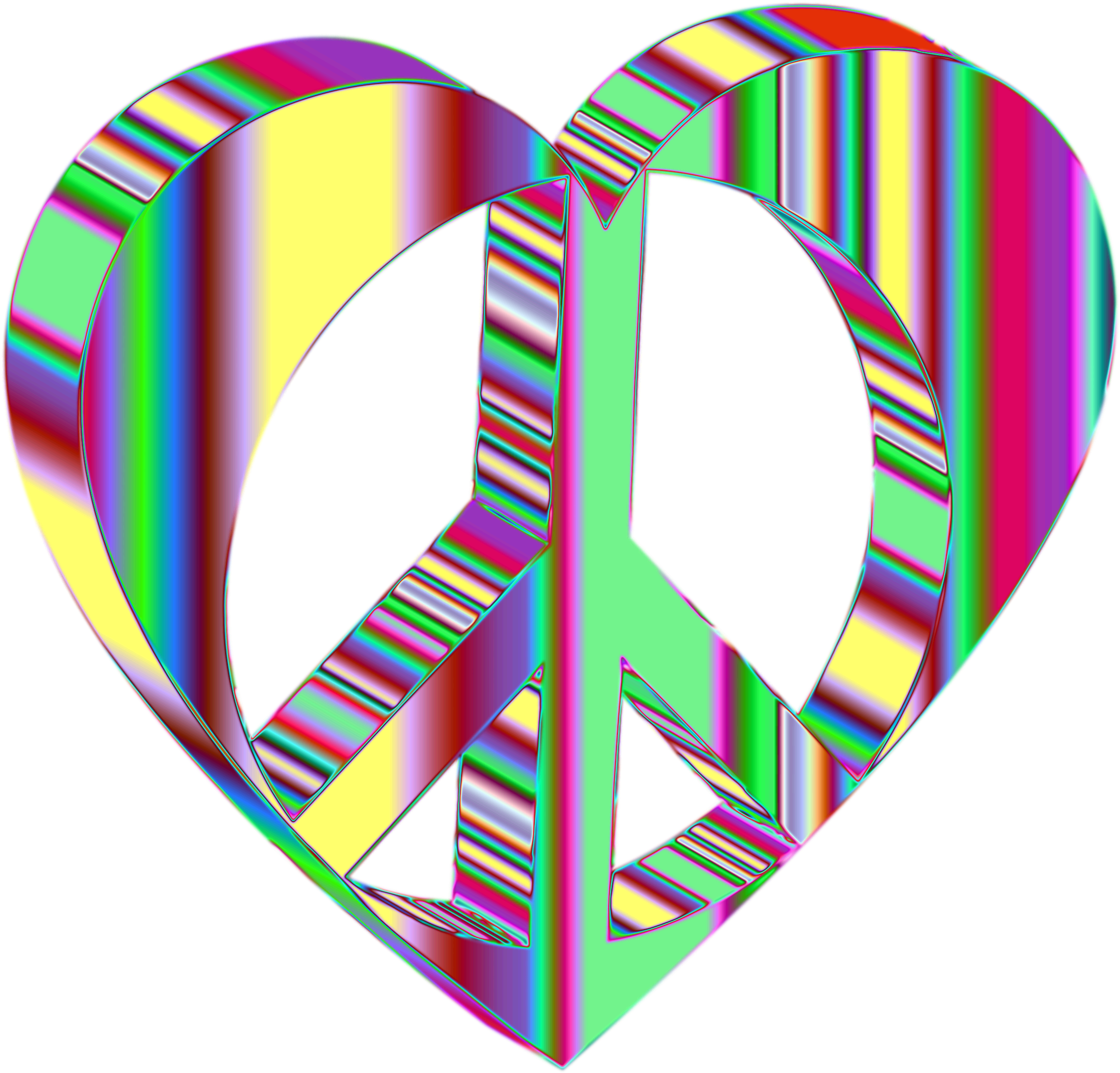 Peace Heart Mark Ii Psychedelic No Background - 3d Clipart With No Backround (2400x2300)