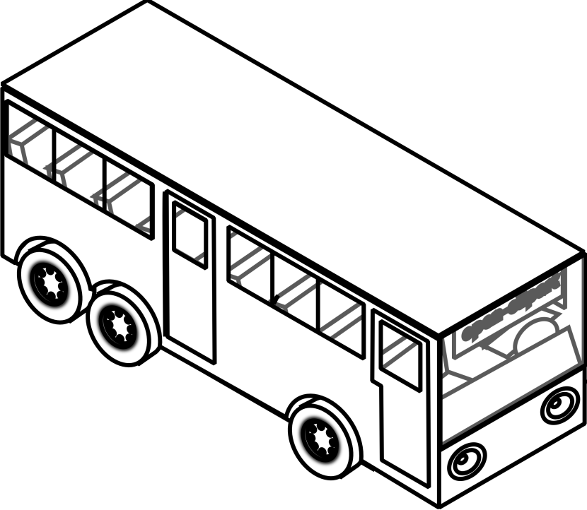 Black White Clip Art - Bus Black And White (830x722)