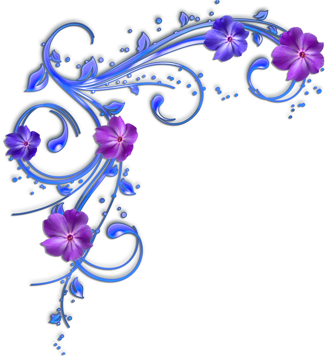 Purple Flower Clipart Flower Border - Purple And Blue Flowers Clipart (1280x1229)