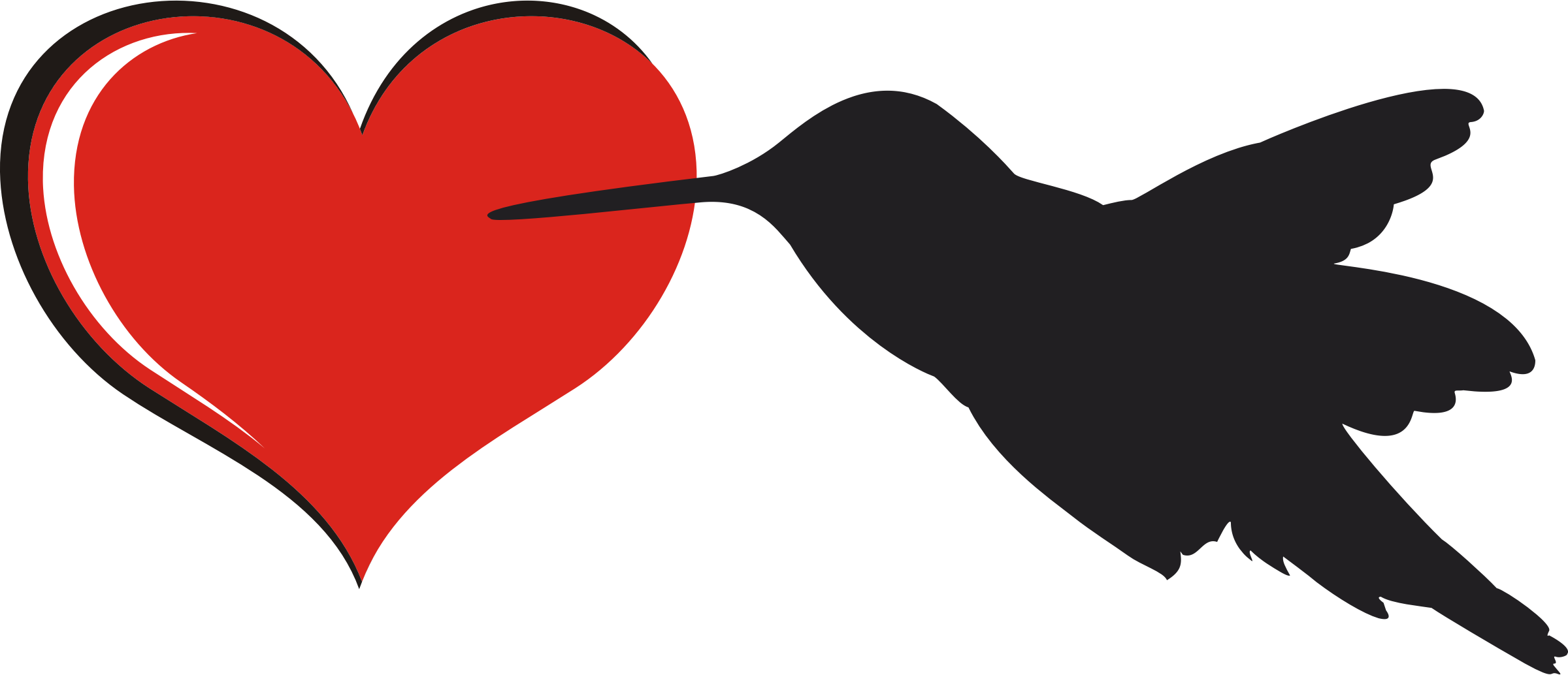 This Free Clip Arts Design Of Hummingbird With Heart - Bird Silhouette (2400x1034)
