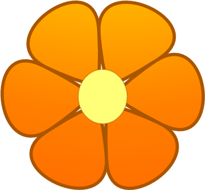Orange Flower Clip Art - Orange Flower Clipart (600x390)