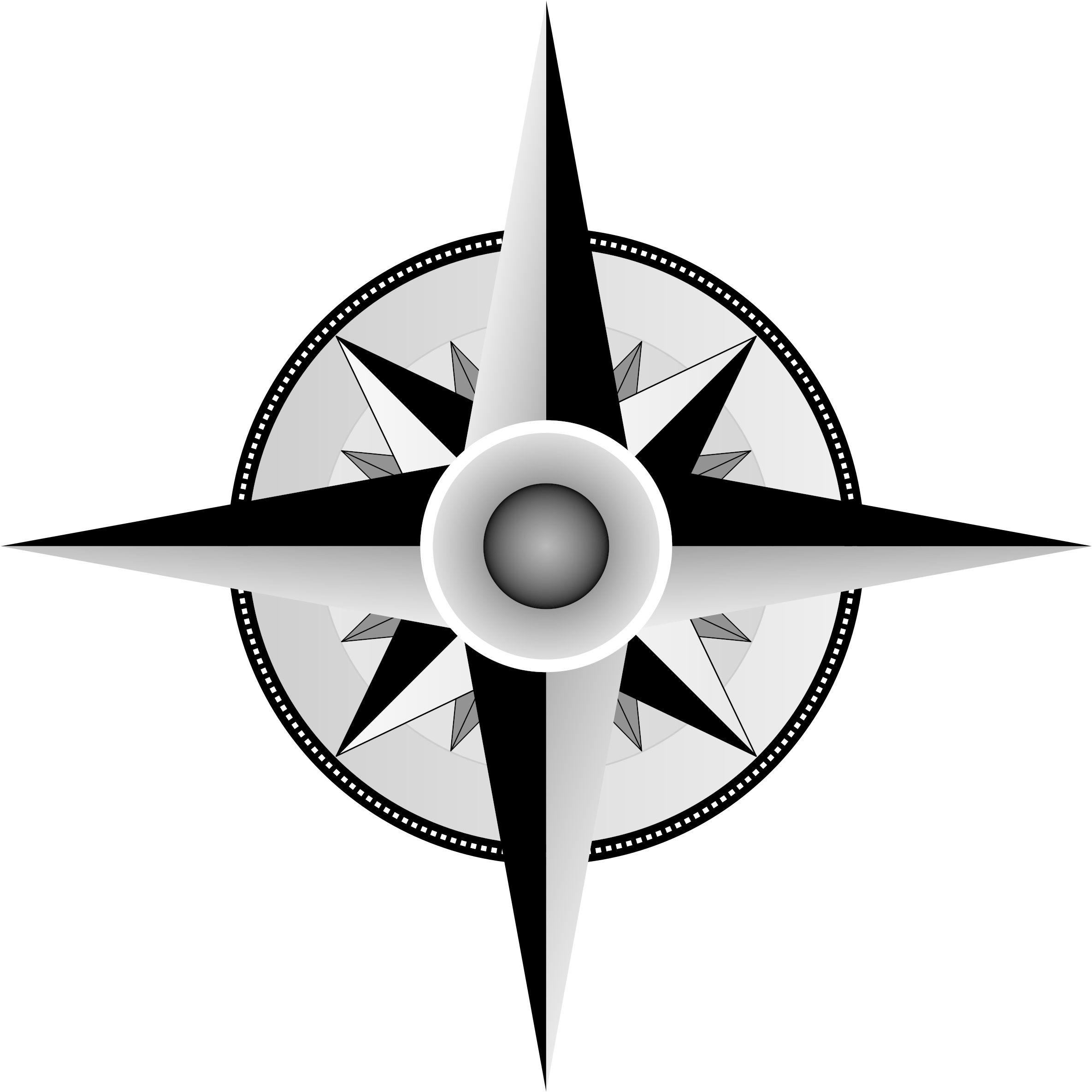 Png Compass Rose Clipart Image - Grayscale Compass (2400x2400)