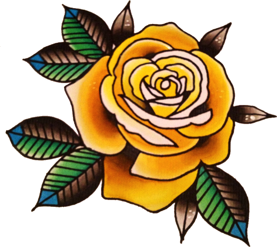 Yellow Rose Flower Free Png Transparent Images Free - Rose Tattoo Old School Png (959x948)