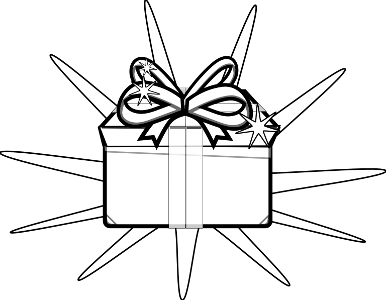 Present Black And White Free Holiday Clipart Black - Black And White Clip Art Of Presents (768x597)