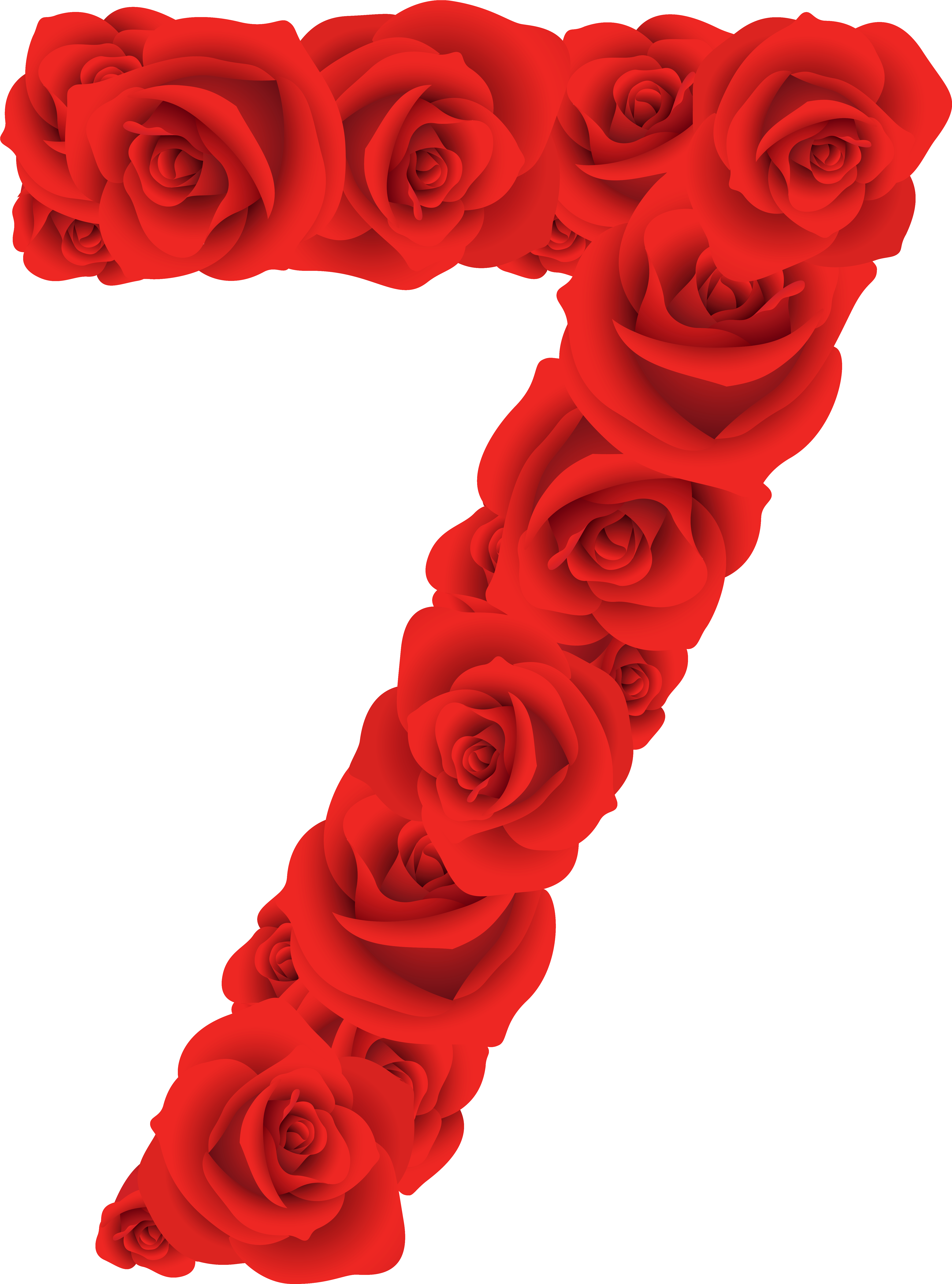 Red Roses Number Seven Png Clipart Image - Rose Numbers Png (5267x7064)