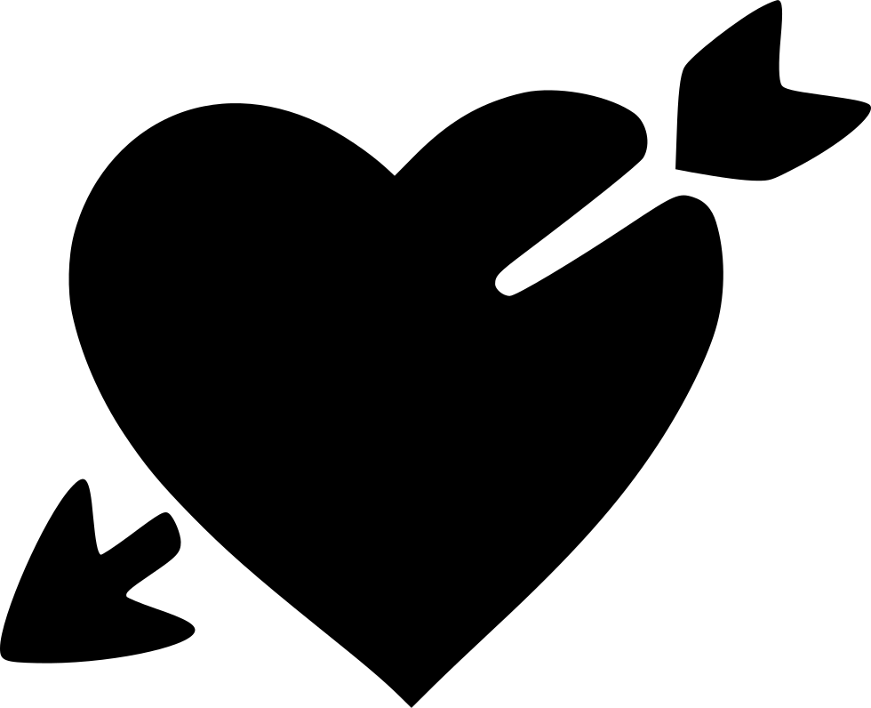 Love Heart Broken Valentine Day Arrow Cupid Comments - Heart With Arrow Svg (1000x1000)