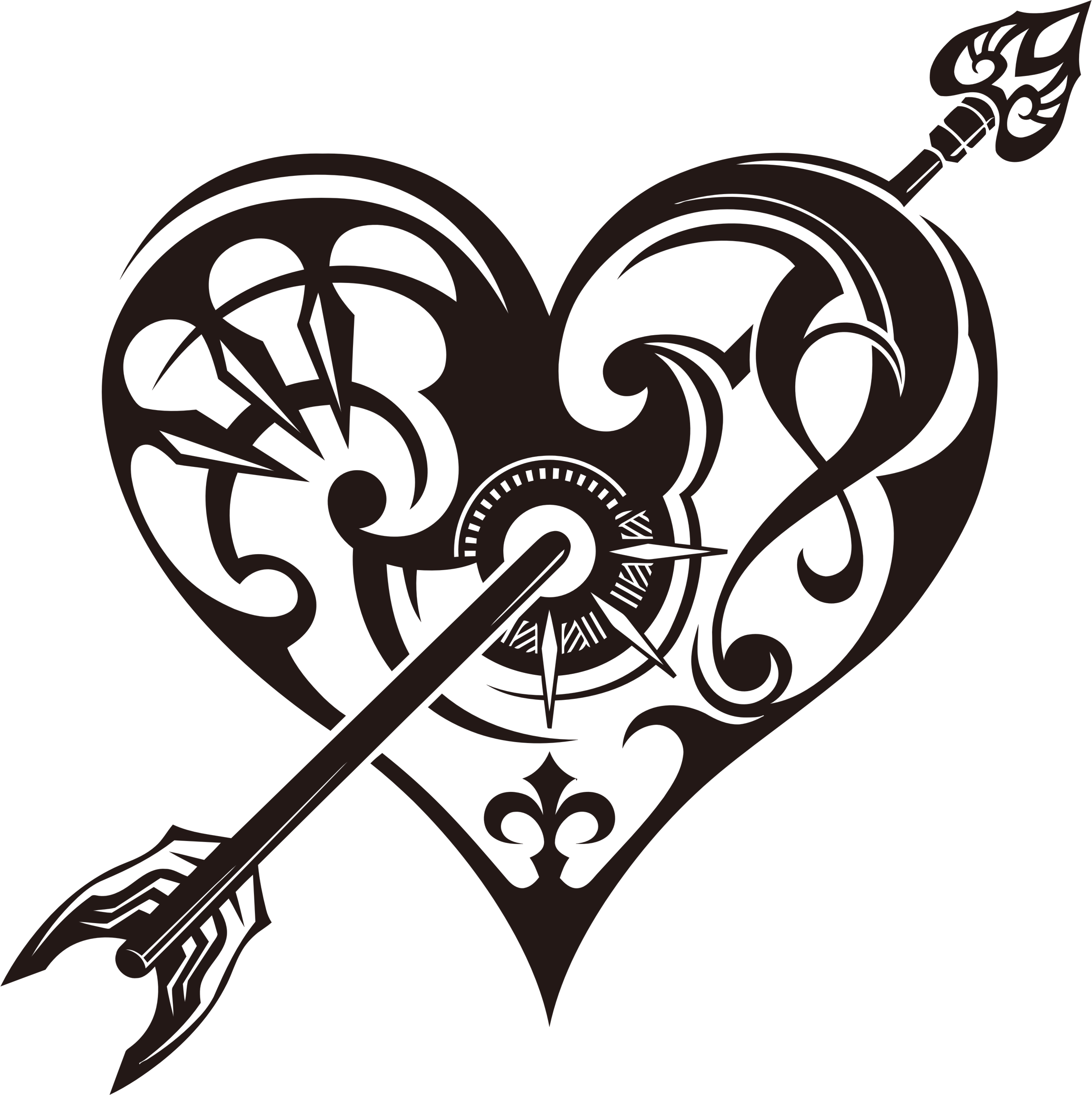 Tribal Heart With Arrow Clipart - Heart Tribal Tattoos Designs (2274x2280)