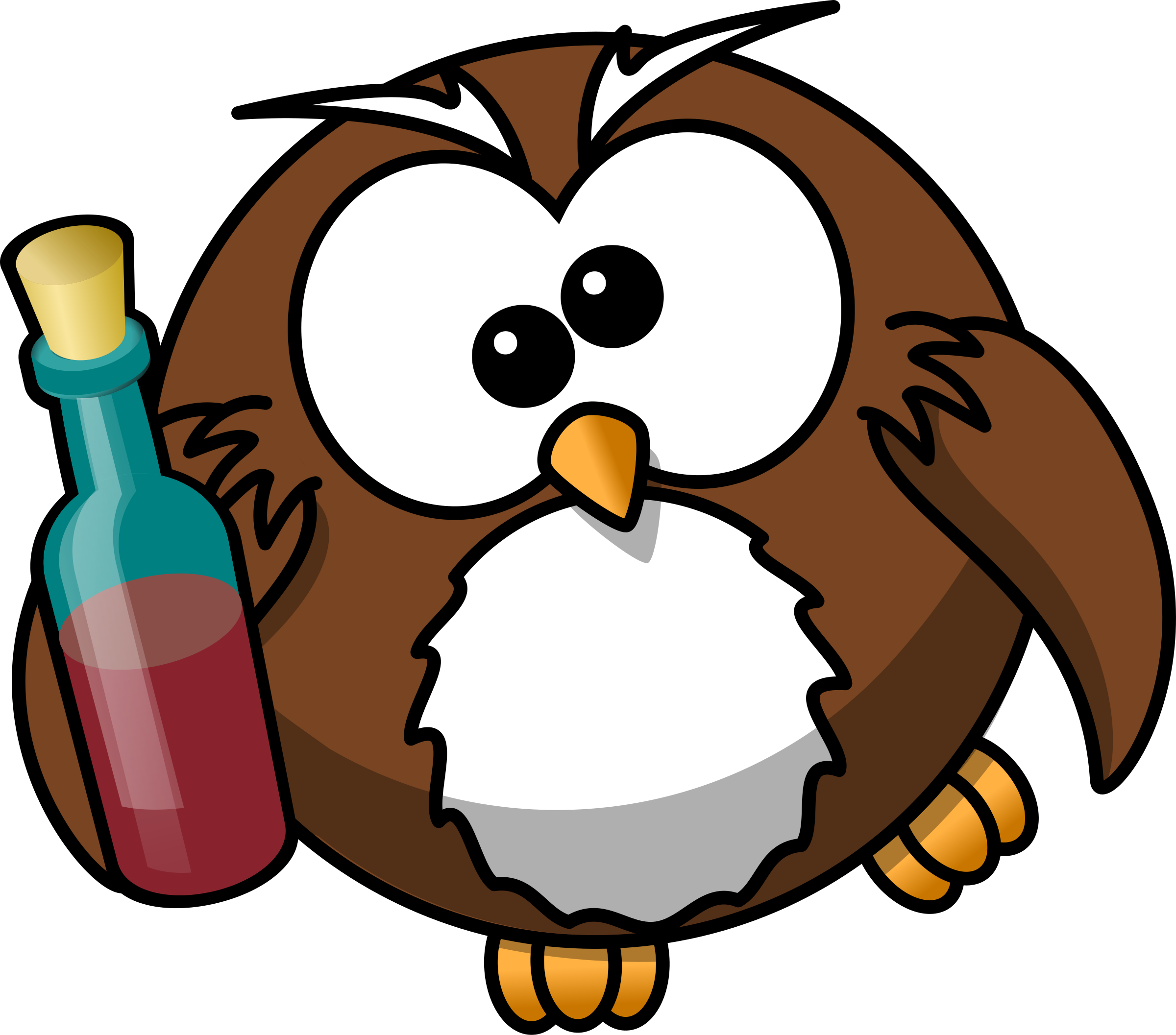 Bottle - Cartoon Owl (2400x2113)