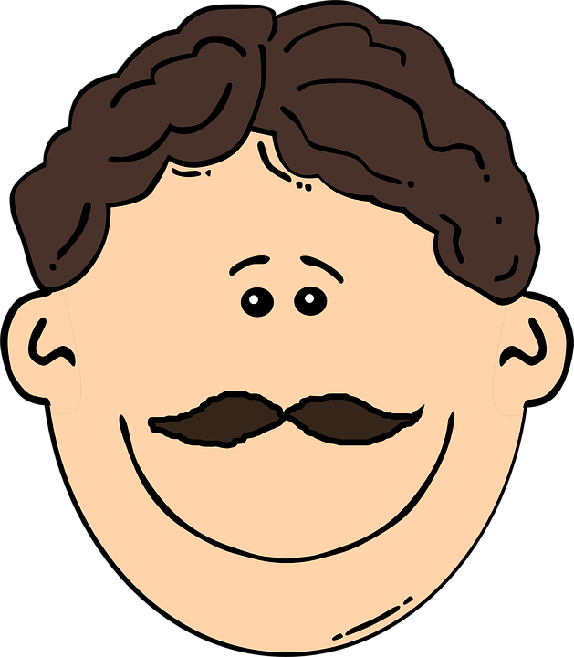 Cartoon Face With Mustache (629x720)
