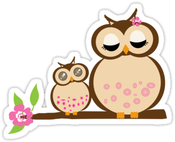 Clip Arts Related To - Mother Owl And Baby Owl (375x360)