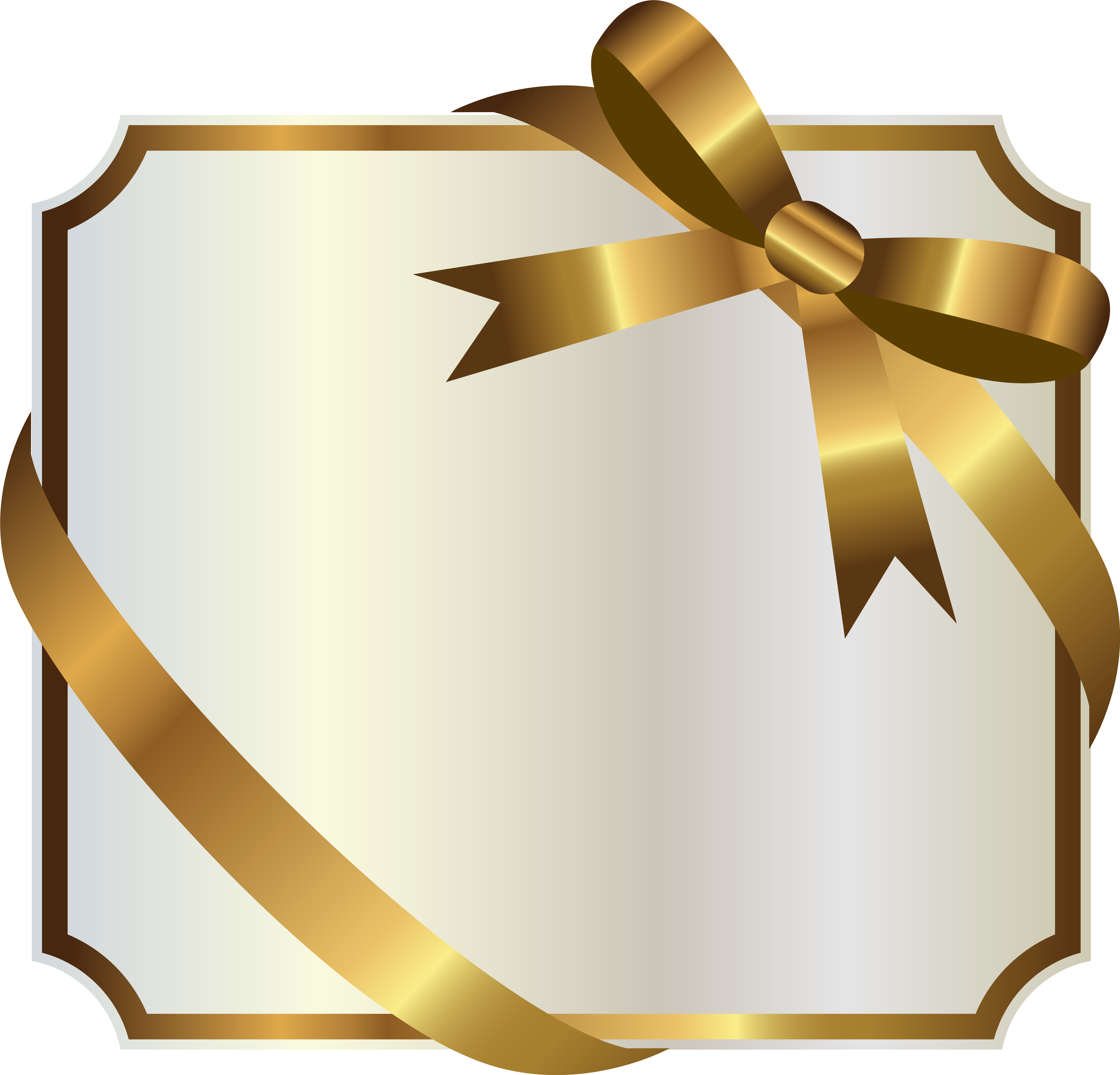 White Label With Gold Bow Png Clipart Image - Png Gold Banners (6213x5966)