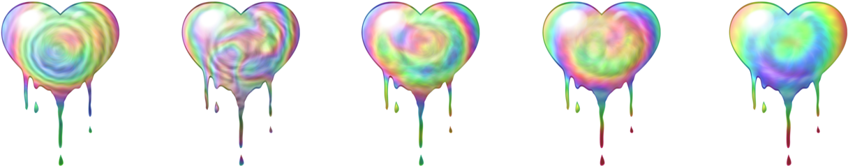 Rainbow Melting Candy Heart Set By Artmasterrich - Melting (1280x257)