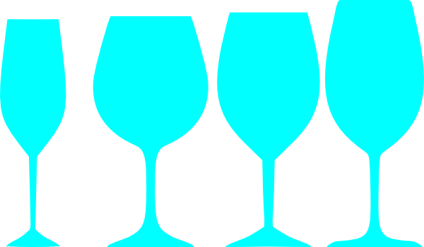 Teal Wine Glasses Clip Art - Blue Wine Glass Clip Art (600x350)