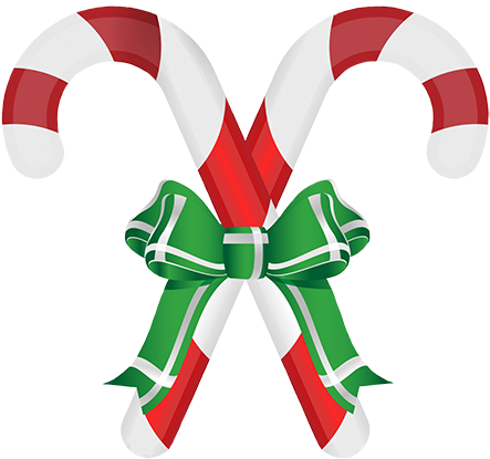 Candy Cane Ribbon And Bow - Candy Cane With Ribbon (472x445)