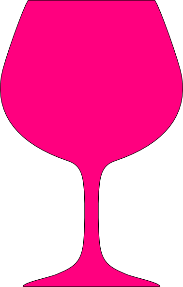 Wine Glass Outline Black Clip Art At Clker - Pink Wine Glass Clipart (378x593)