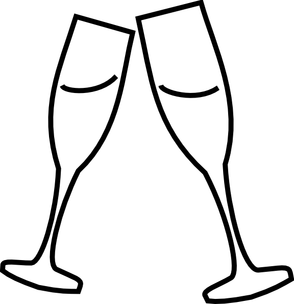 Champagne Clipart Black And White - Draw A Champagne Glass (576x595)