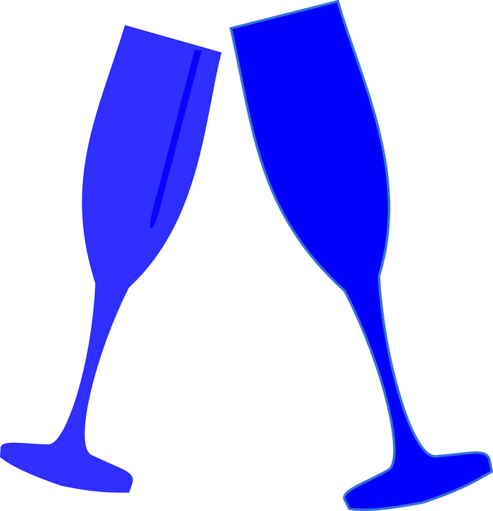 Glass Wine Drink Toast Alcohol Champagne Glasses - Blue Champagne Glass Clipart (695x720)
