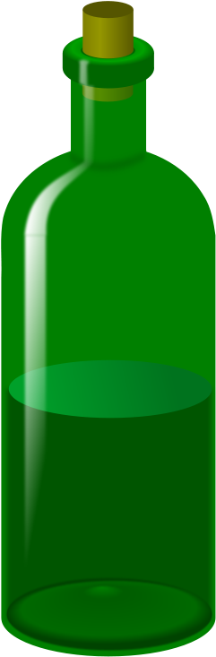 Wine Bottle - Green Bottle Clipart (566x800)