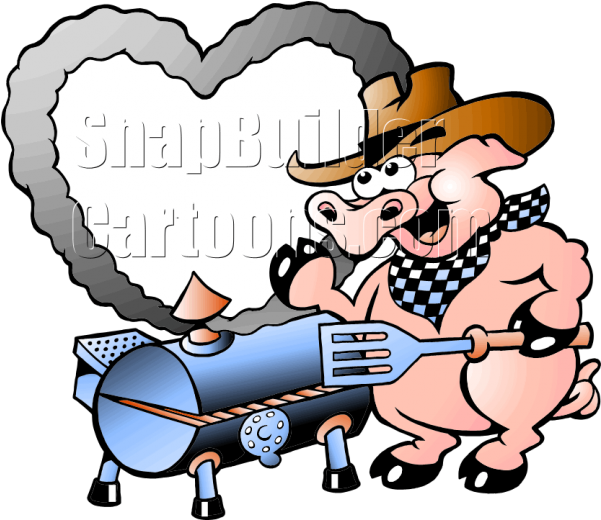 Pig Bbq Grill Smoke Blank - Bbq Spit Images Cartoon (600x600)