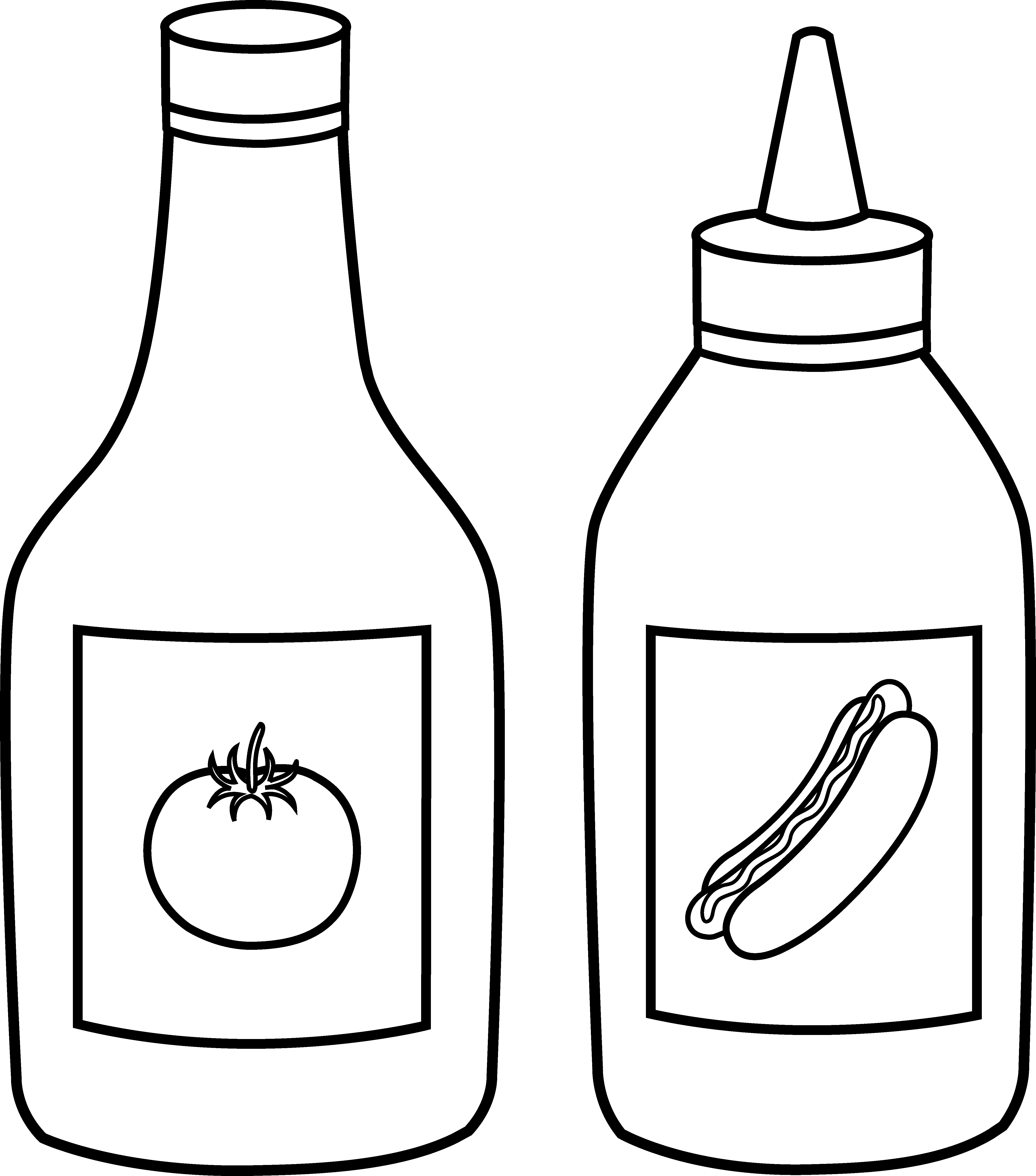 Ketchup Clip Art - Ketchup Clipart Black And White (4876x5537)
