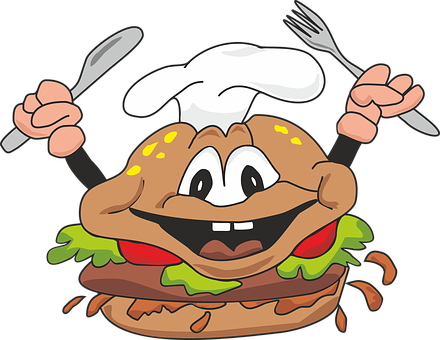 Burger Cheeseburger Fast Food Meal Restaur - Burger Kartun Png (440x340)