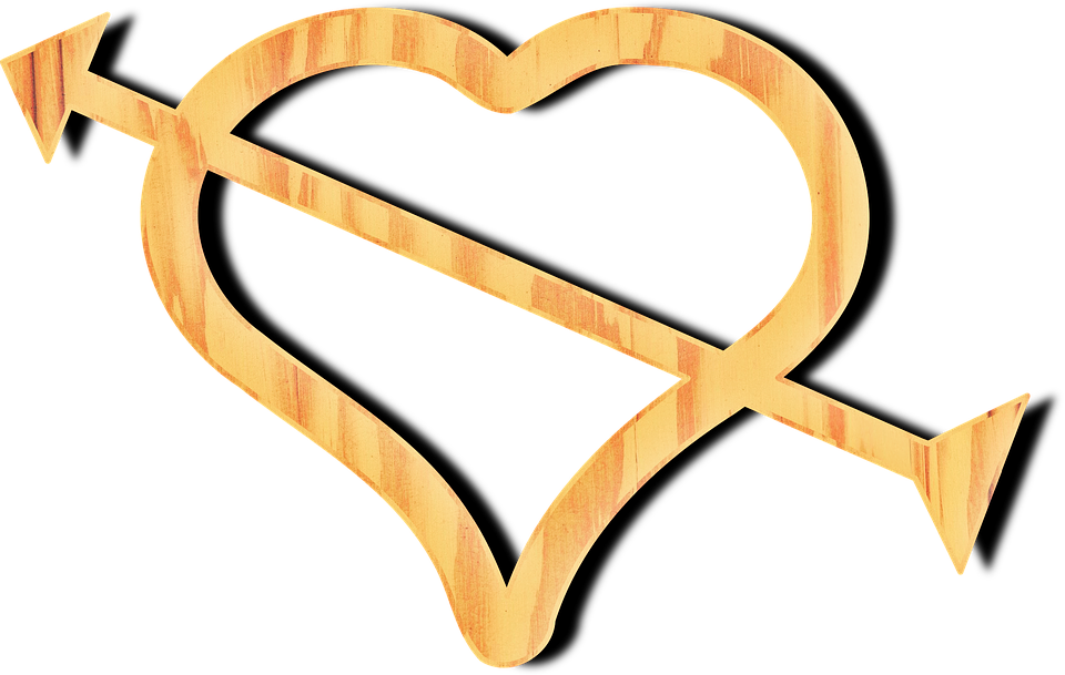 Heart Wood Texture Arrow Romantic Yellow Romance - Arrow (1280x812)