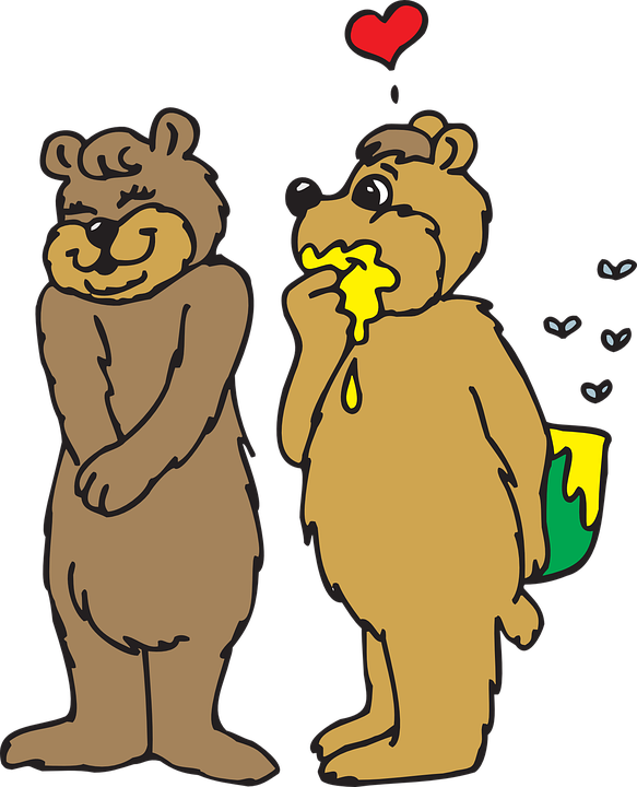 Honey Heart Love Bears Romance Romantic Valentine - Bear And Honey (583x720)