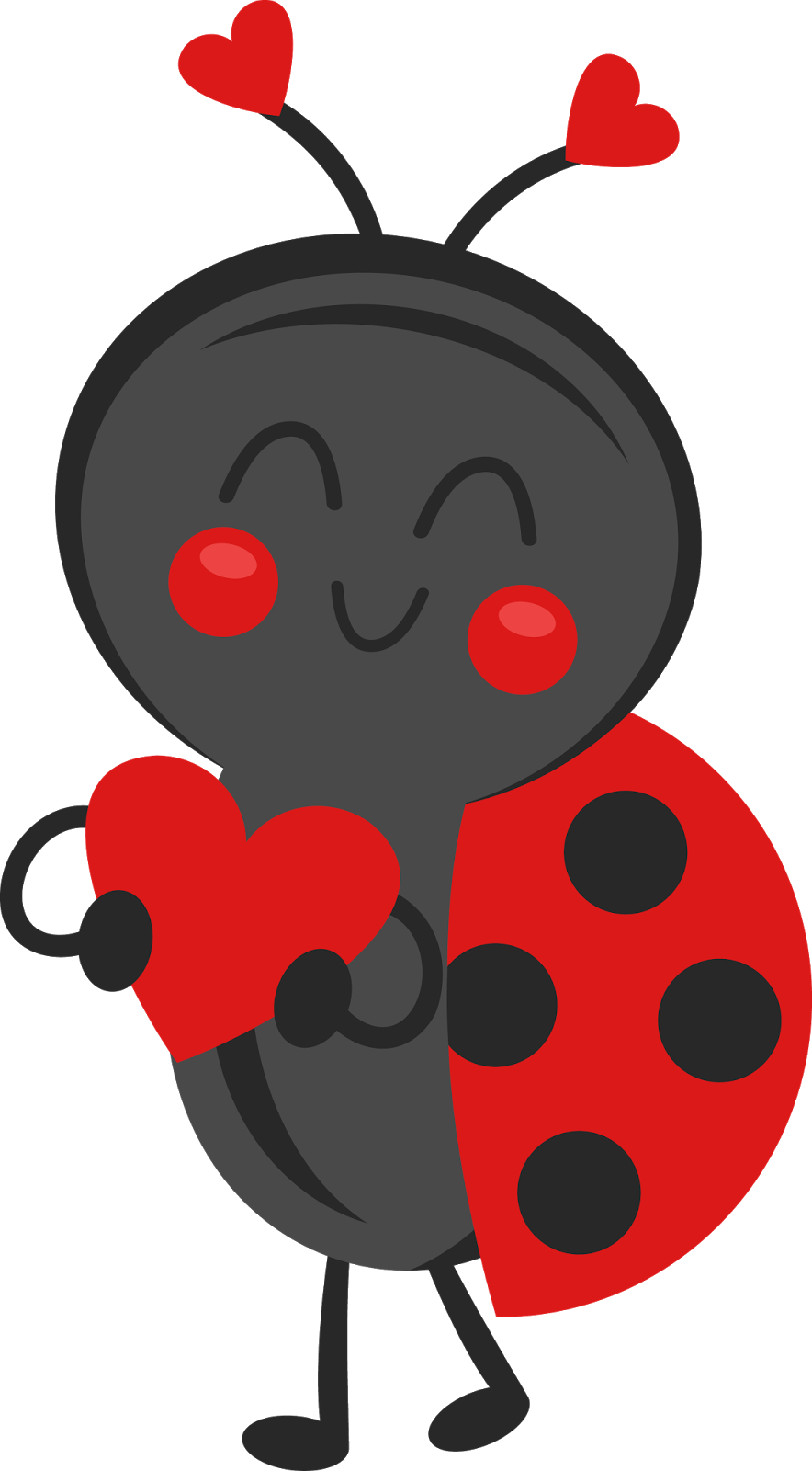 Ladybug Clipart Valentine - Clip Art (884x1600)