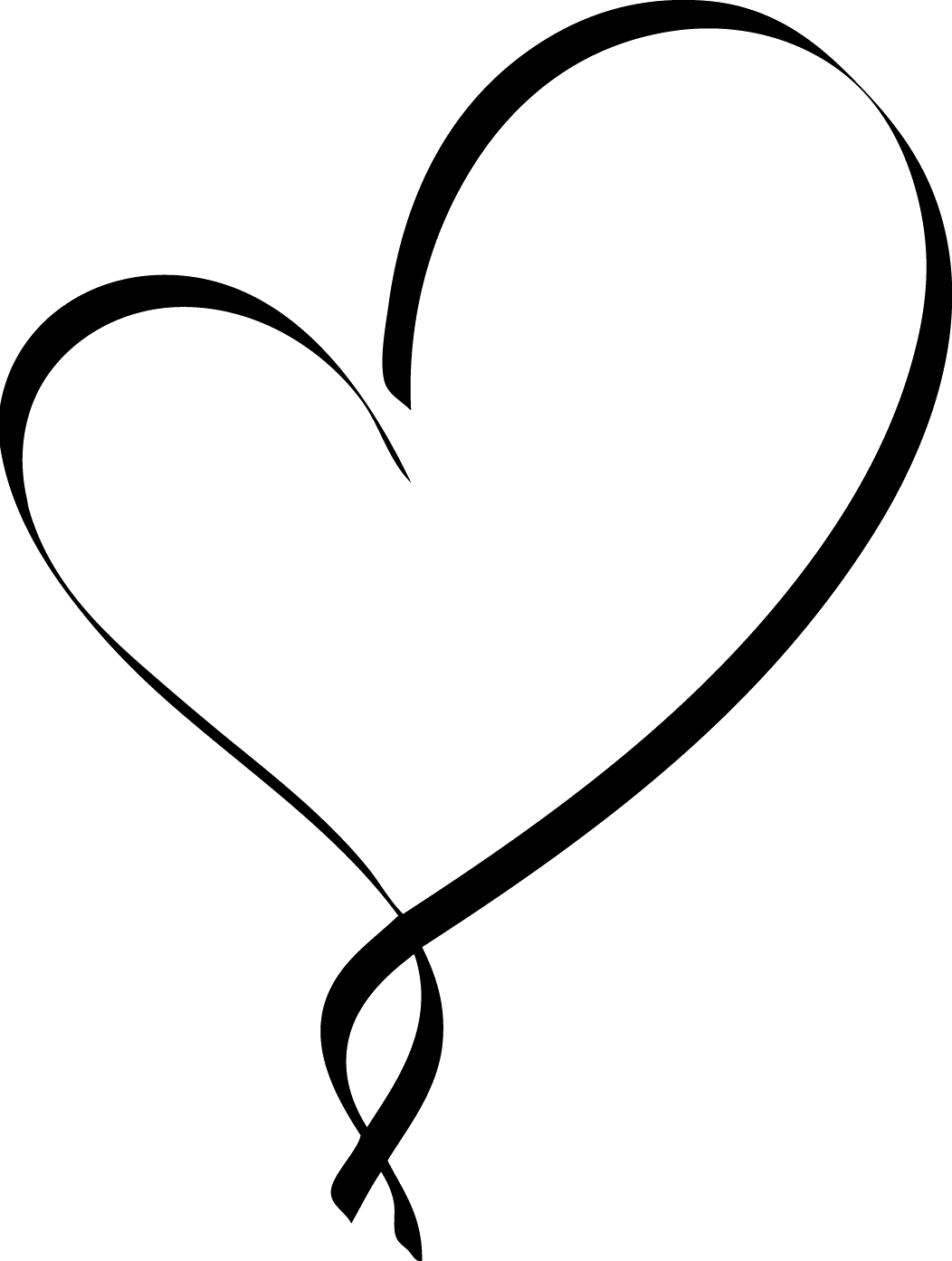 Heart Clipart Script - Black Heart Outline (1052x1393)