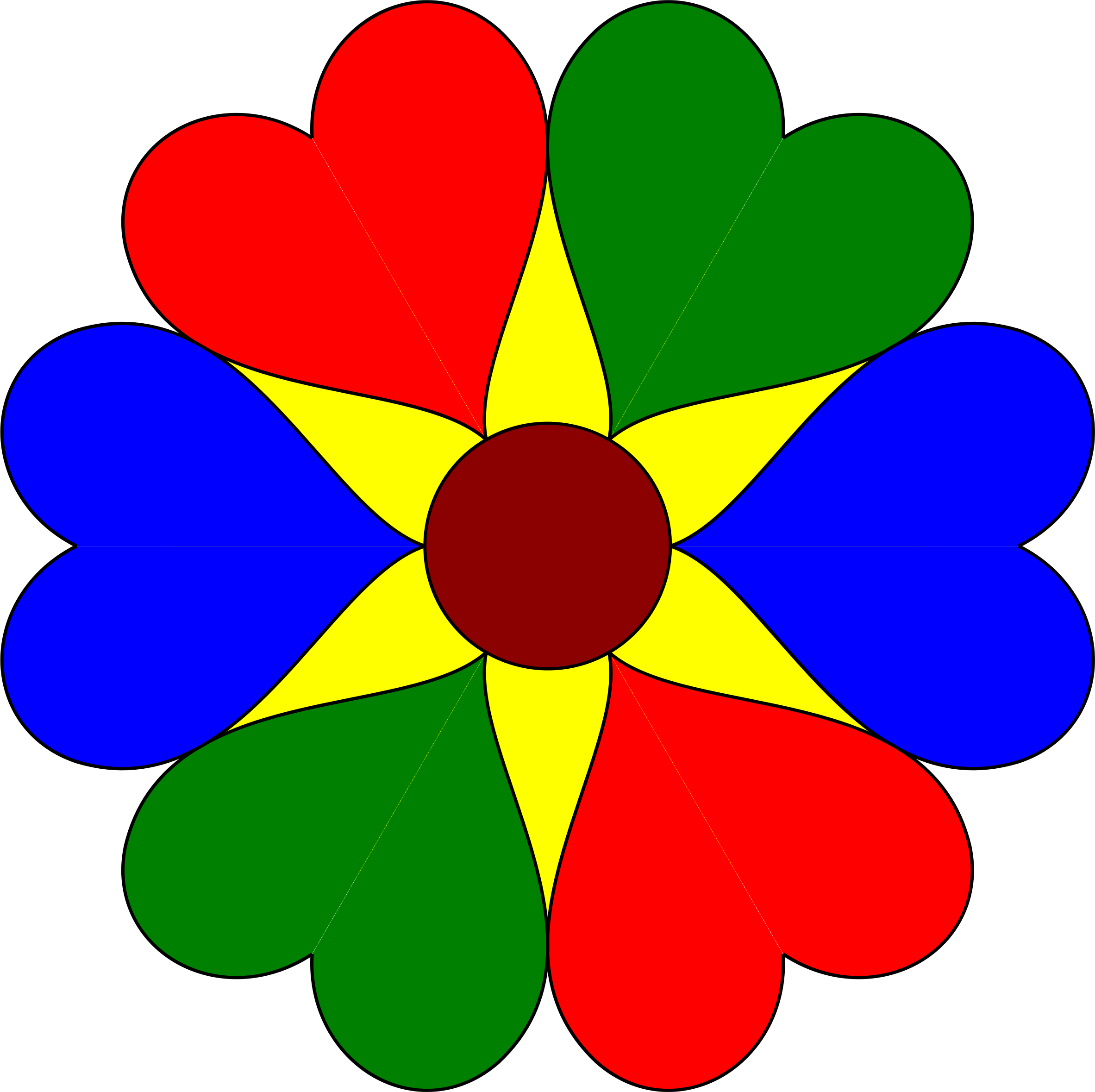 Blue Flower Clipart Big Flower - Heart In Different Colours (2365x2358)