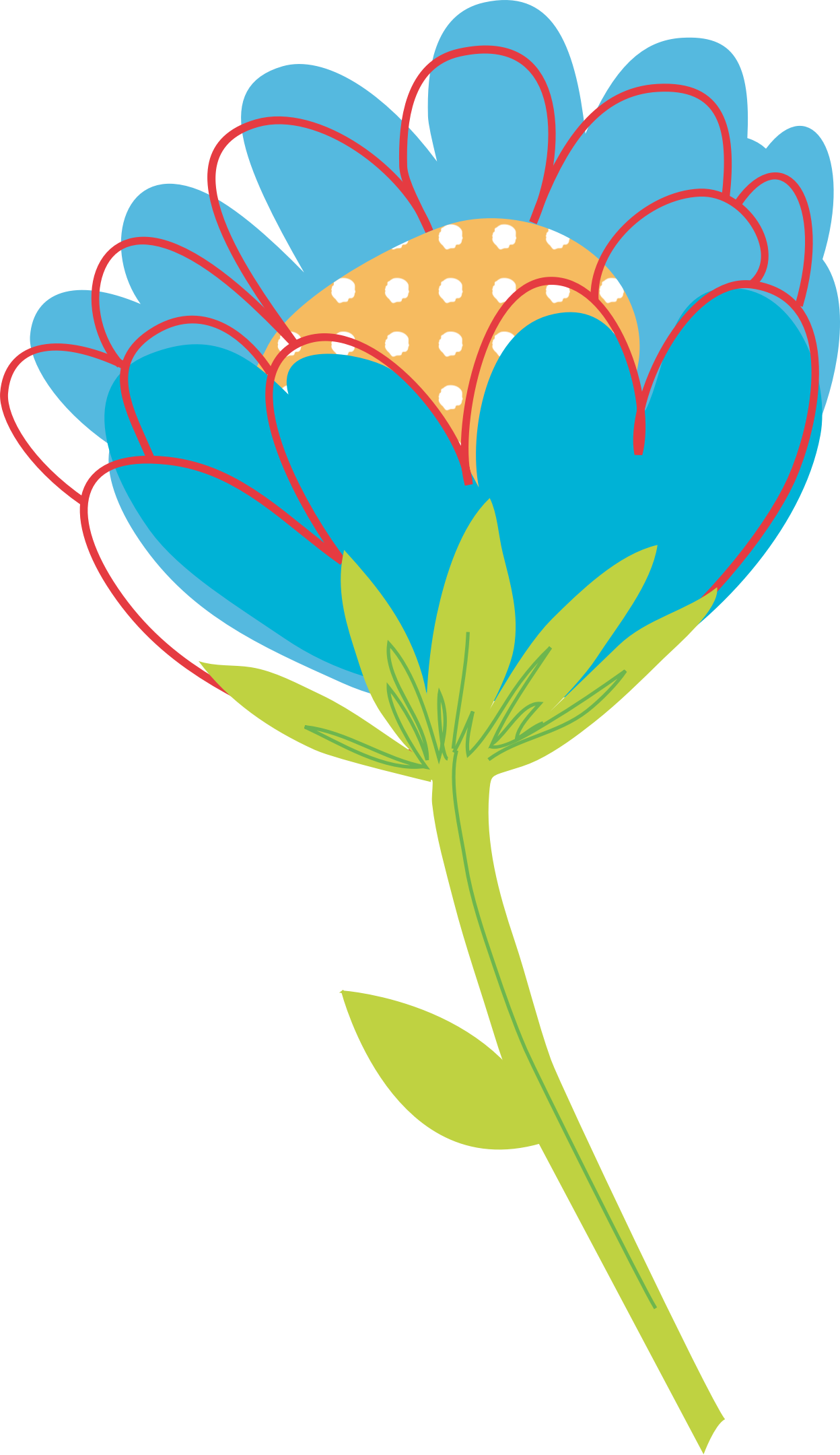 Blue Flower Clipart Big Flower - Flower Vector Png Png (1248x2161)