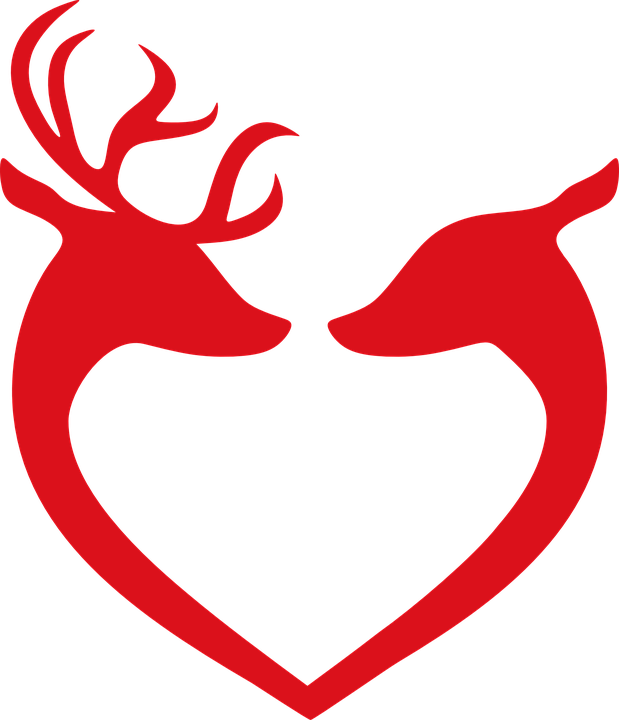 Reindeer Love Christmas Decoration Deer Decorative - Couple Stencil (619x720)