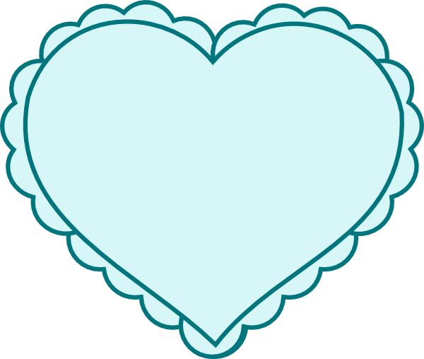 Teal Heart With Lace Outline Clip Art At Clker - Heart With Pearls Outline (600x508)