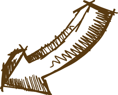 Vintage Arrow Clipart - Sketched Curved Arrow Png (400x323)