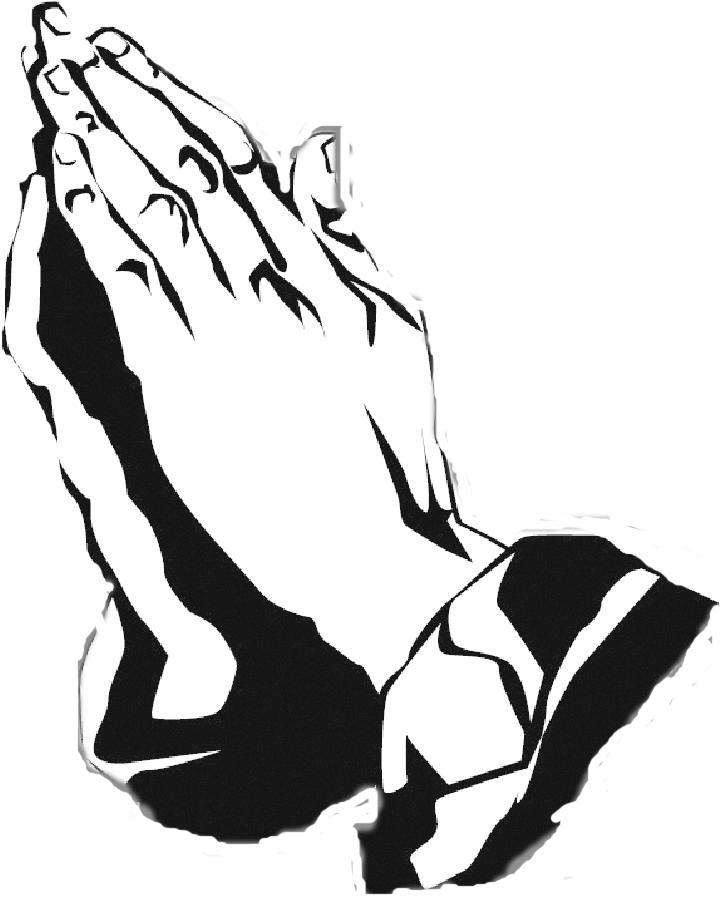 Black And White Praying Hands Free Download Clip Art - Praying Hands Clipart Black And White (719x911)