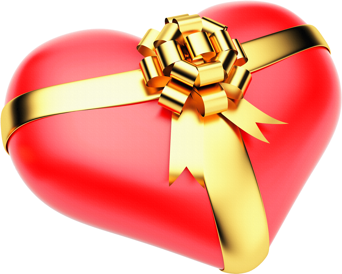 Large Red Png Heart With Gold Bow - Imagens De Coração 3d (1462x1177)