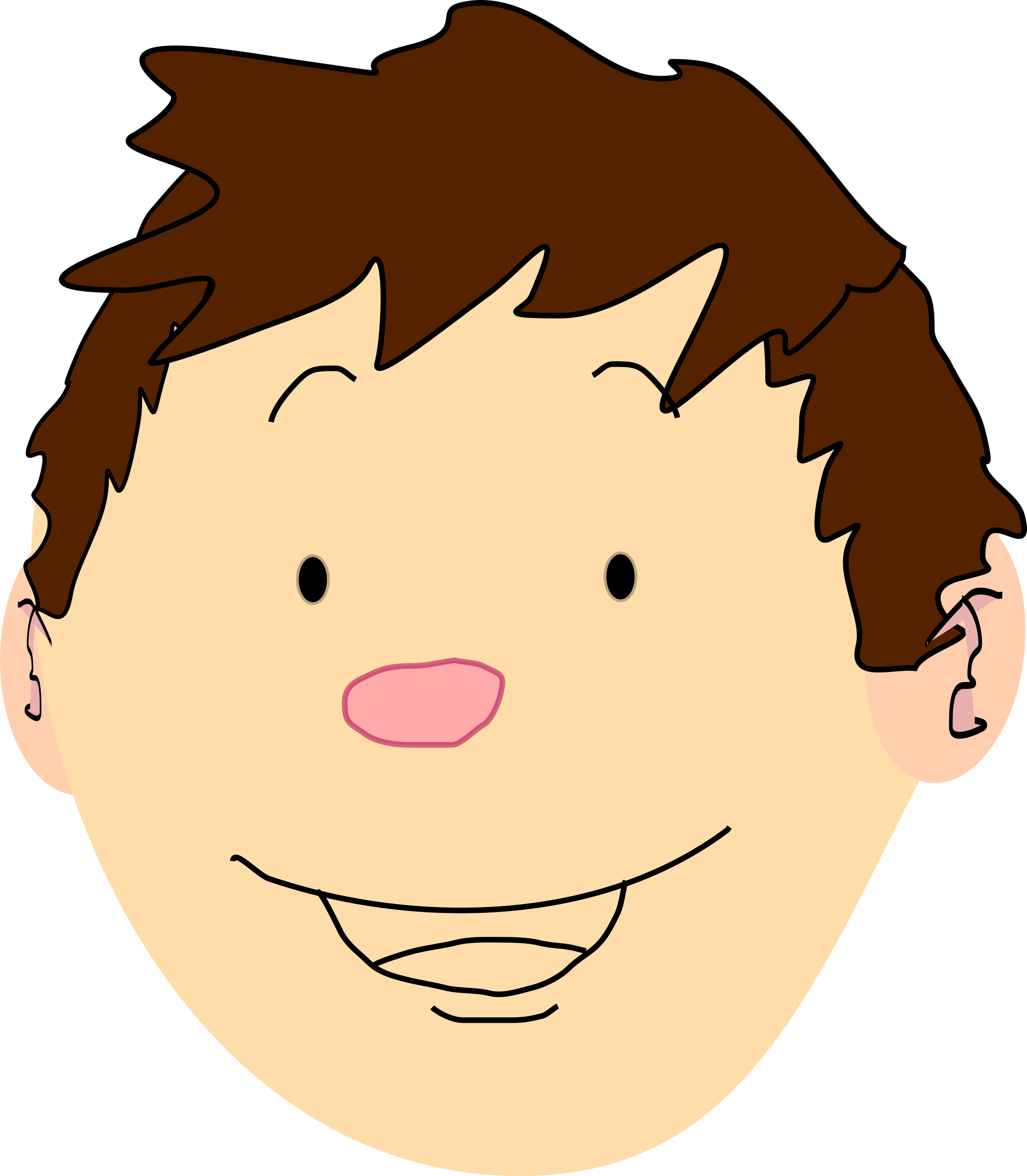 Clipart Of Boy Head Brown Hair Pencil And In Color - Boy Brown Hair Cartoon (2095x2400)