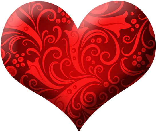 Red Heart With Ornaments Png Clipart Picture - Red Heart Png (600x493)