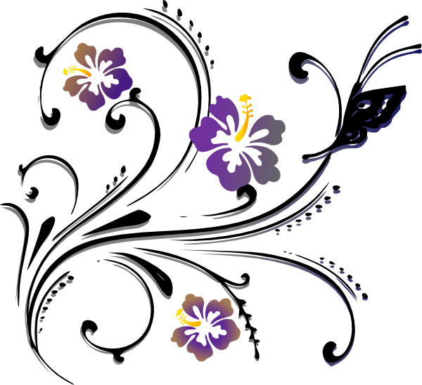 Butterfly Scroll Clip Art At Clker - Corner Designs For Painting (600x548)