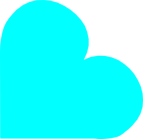 Aqua Tilt Heart Clip Art - Teal Heart Clipart (600x582)