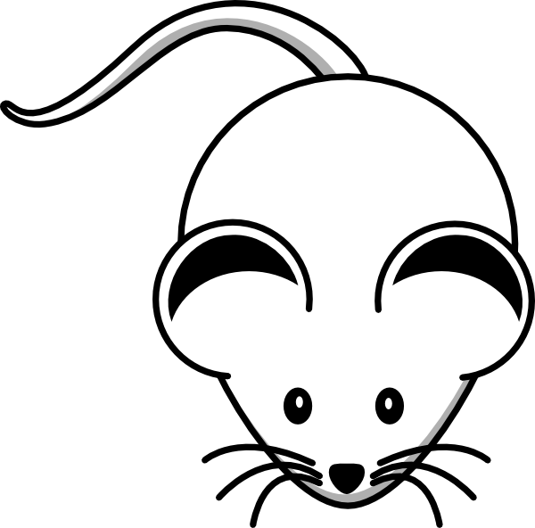 White Mouse Black Ears Clip Art - Mouse Black And White Clipart (600x592)