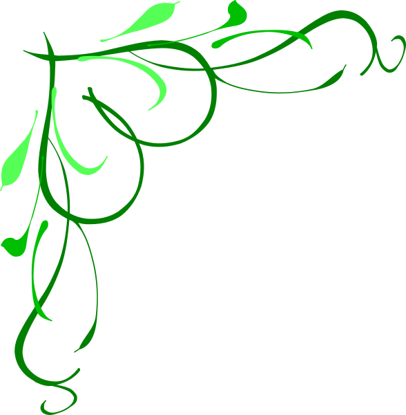 Vine Heart2 Green-3 Clip Art At Clker - Corner Swirl Designs Png (588x600)