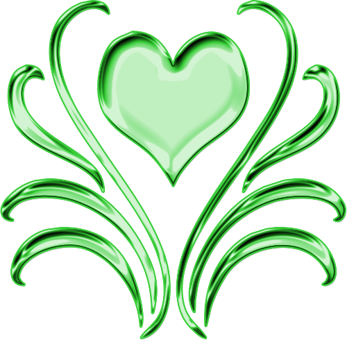 Green Heart And Leaves Decorative Png By Clipartcotttage - Green Heart Png (500x490)